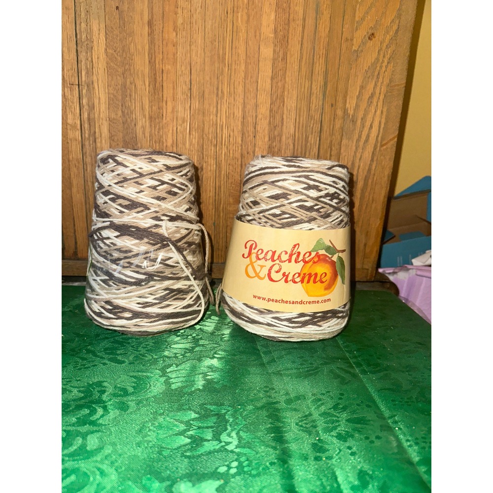 Vtg Peaches & Creme Cotton Yarn Chocolate Milk Variegated Brown 27 oz - Picture 1 of 4